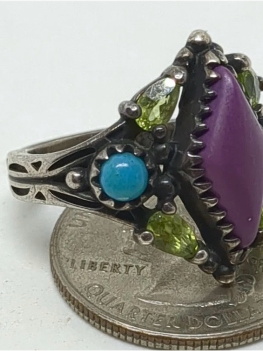 Carolyn Pollack Sterling Silver 925 Southwestern Style Ring Size 10 - Picture 2 of 6